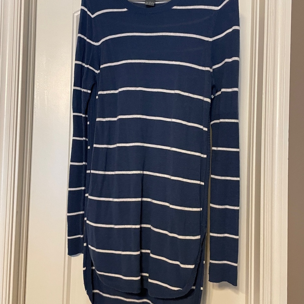 Quinn Navy and White Striped Sweater